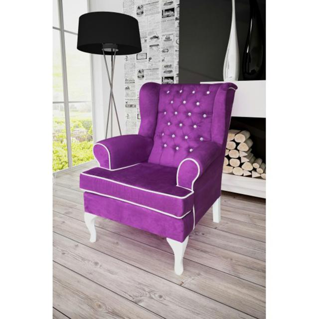 Chesterfield Wing Chair Relax Purple ArmchairLiving Room Bedroom LONDON New