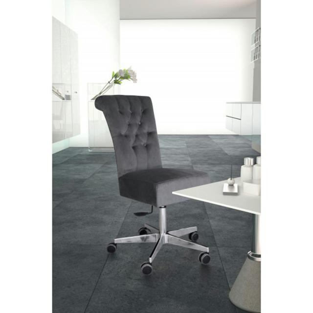 Chesterfield Office Chair Office Furniture Upholstery Swivel With Wheels Grey !