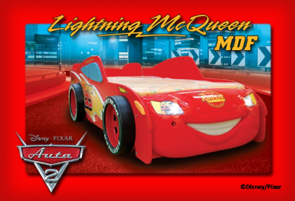 Children´s Bed Lightning McQueen Red Disney Mattress Included Slatted Frame New