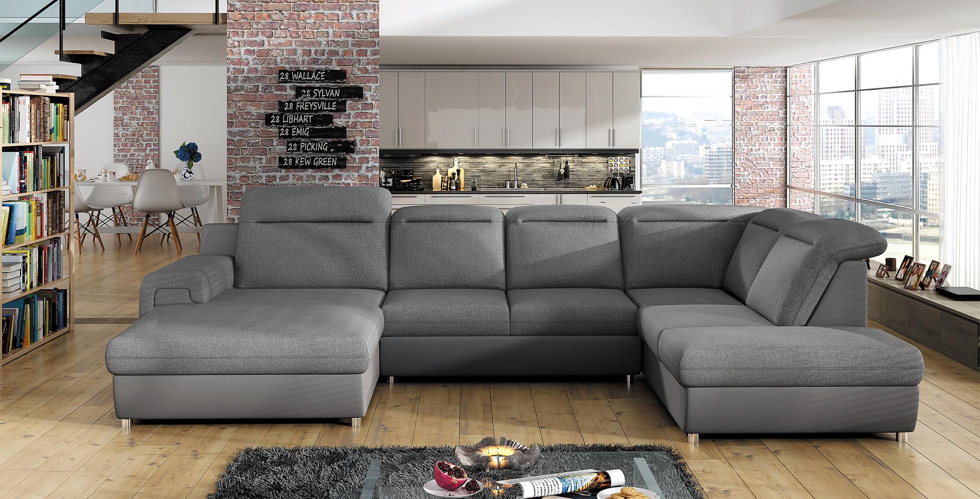 Designer U Form Wohnlandschaft Panama Xl Mit Bettfunktion Bettkasten Extra Klasse Modern Stil Premium Leder Grau Couch Sofa Schlafsofa Neu Bei Jv Mobel